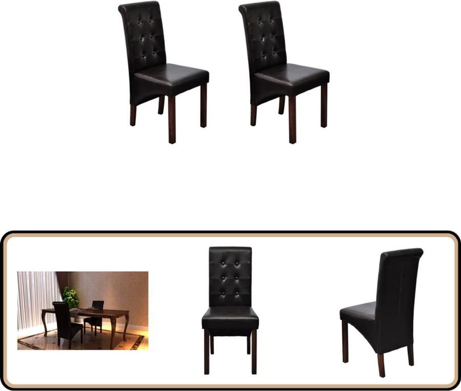 VidaXL -Eetkamerstoelen-2-st-kunstleer-bruin