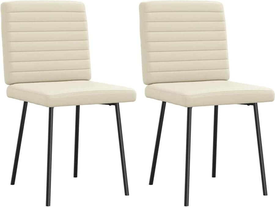 VidaXL Eetkamerstoelen 2 st kunstleer crèmekleurig
