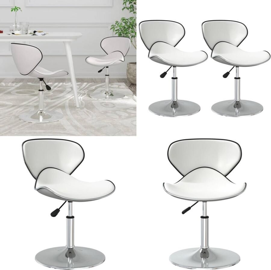 VidaXL Eetkamerstoelen 2 st kunstleer wit Eetkamerstoel Eetkamerstoelen Dinerstoel Dinerstoelen