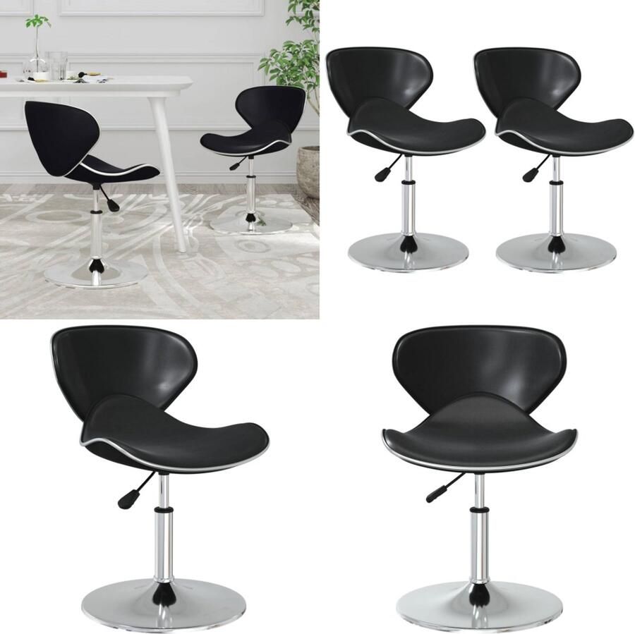 VidaXL Eetkamerstoelen 2 st kunstleer zwart Eetkamerstoel Eetkamerstoelen Dinerstoel Dinerstoelen