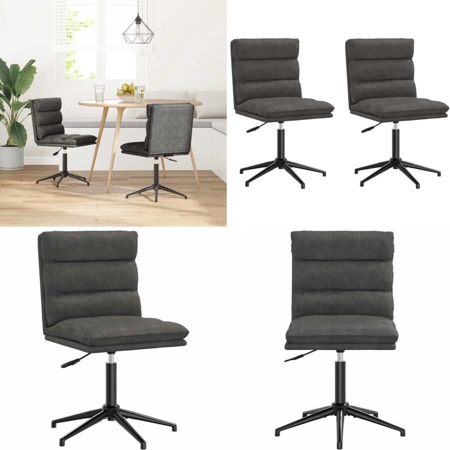 VidaXL Eetkamerstoelen 2 st kunstleer zwart Eetkamerstoel Eetkamerstoelen Dinerstoel Stoel