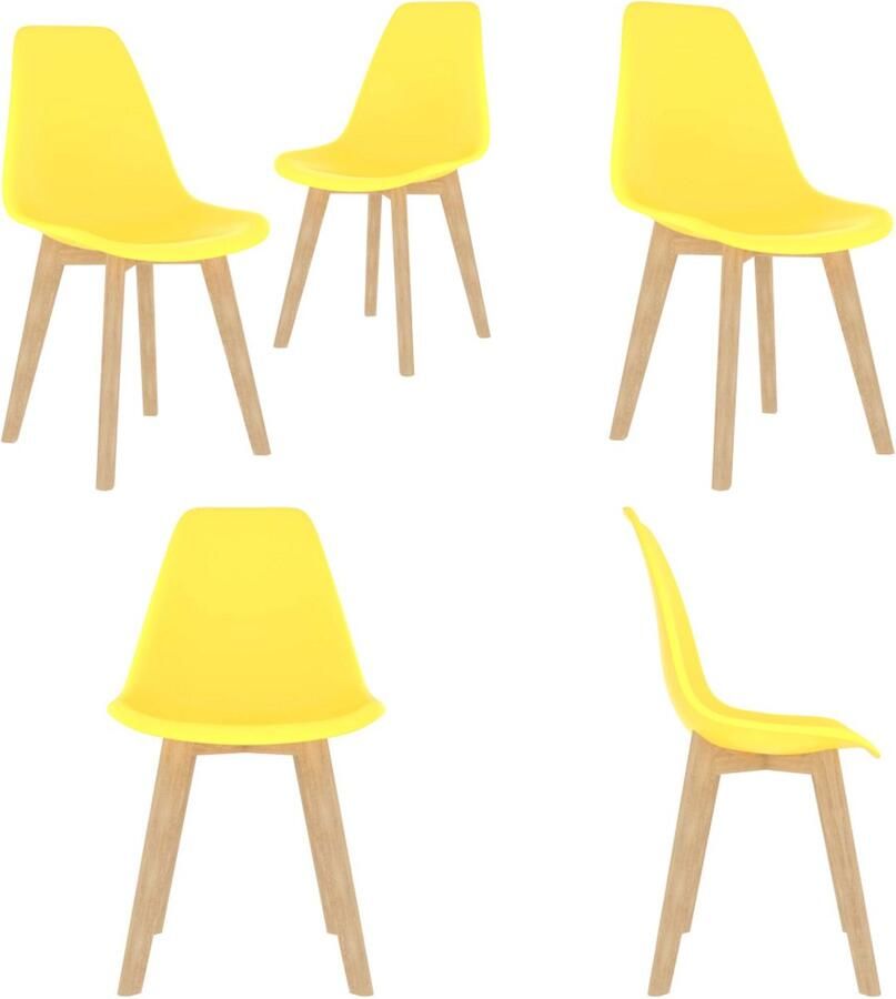 VidaXL Eetkamerstoelen 2 st kunststof geel Eetkamerstoel Eetkamerstoelen Keukenstoel Keukenstoelen