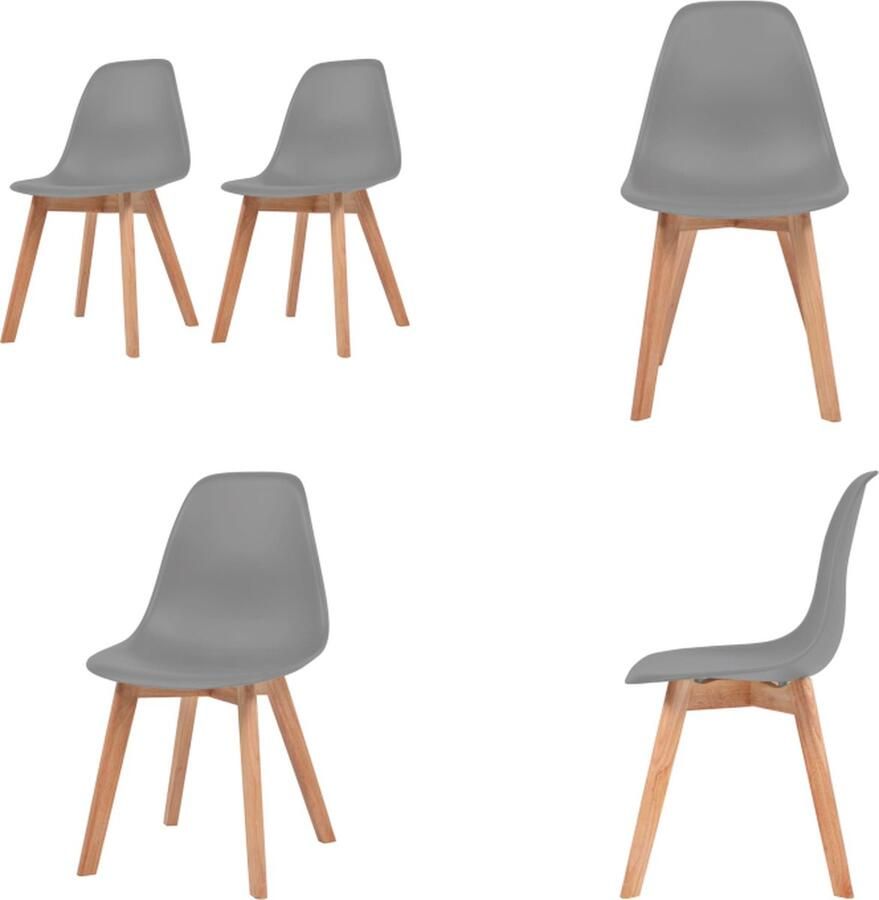 VidaXL Eetkamerstoelen 2 st kunststof grijs Eetkamerstoel Eetkamerstoelen Bijzetstoel Bijzetstoelen - Foto 2