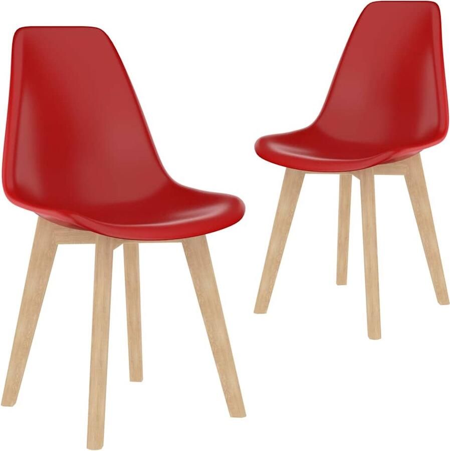VidaXL Eetkamerstoelen 2 st kunststof rood Eetkamerstoel Eetkamerstoelen Keukenstoel Keukenstoelen - Foto 2