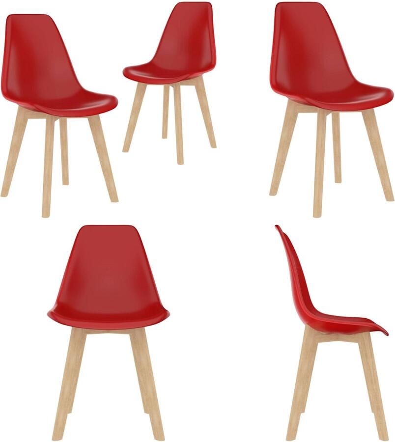 VidaXL Eetkamerstoelen 2 st kunststof rood Eetkamerstoel Eetkamerstoelen Keukenstoel Keukenstoelen