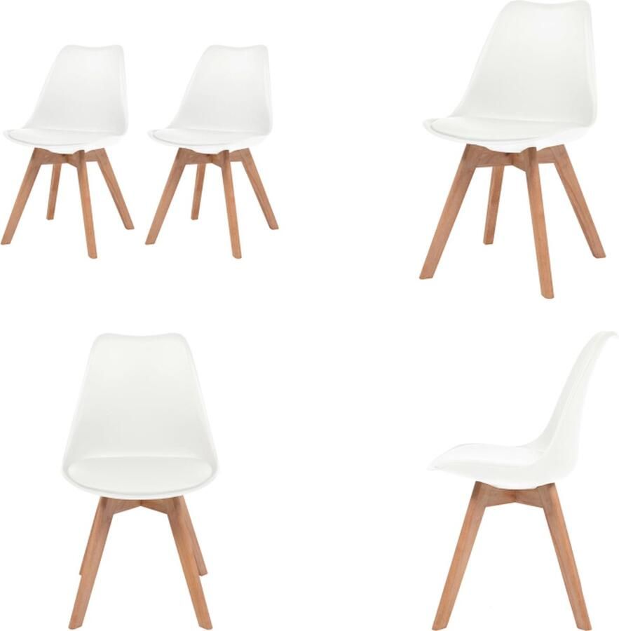 VidaXL Eetkamerstoelen 2 st kunststof wit Eetkamerstoel Eetkamerstoelen Bijzetstoel Bijzetstoelen