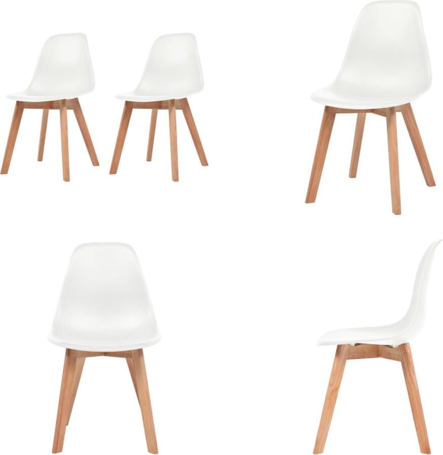 VidaXL Eetkamerstoelen 2 st kunststof wit Eetkamerstoel Eetkamerstoelen Bijzetstoel Bijzetstoelen