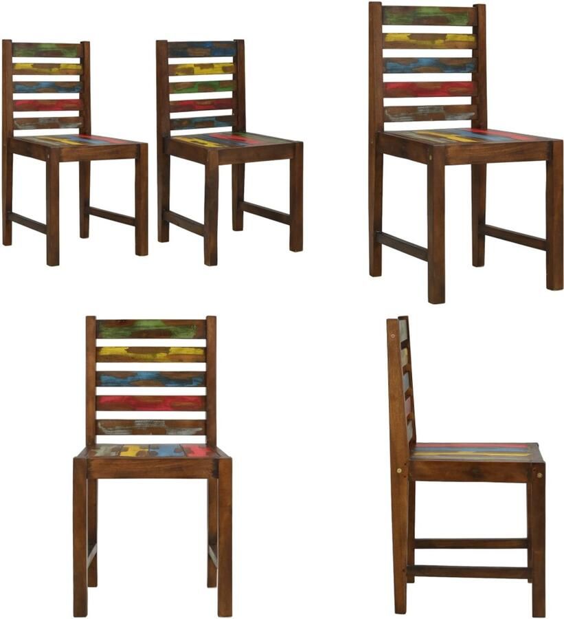 VidaXL Eetkamerstoelen 2 st massief gerecycled hout Eetkamerstoel Eetkamerstoelen Keukenstoelen Keukenstoel