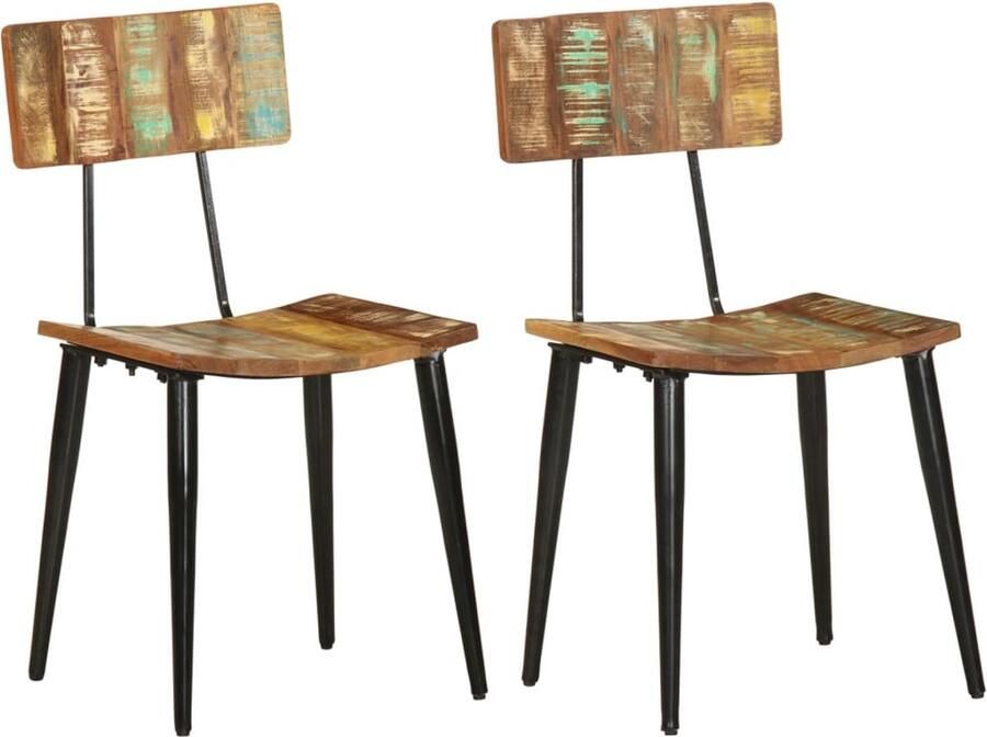 VidaXL -Eetkamerstoelen-2-st-massief-gerecycled-hout - Foto 2