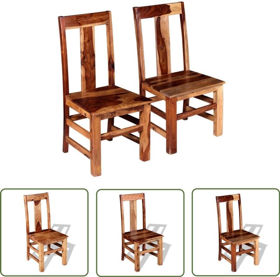 VidaXL Eetkamerstoelen 2 st massief sheeshamhout Eetkamerstoelen Sheeshamhouten Meubels Landelijke Stijl Vintage Stoelen Ruwe Tafelpoten