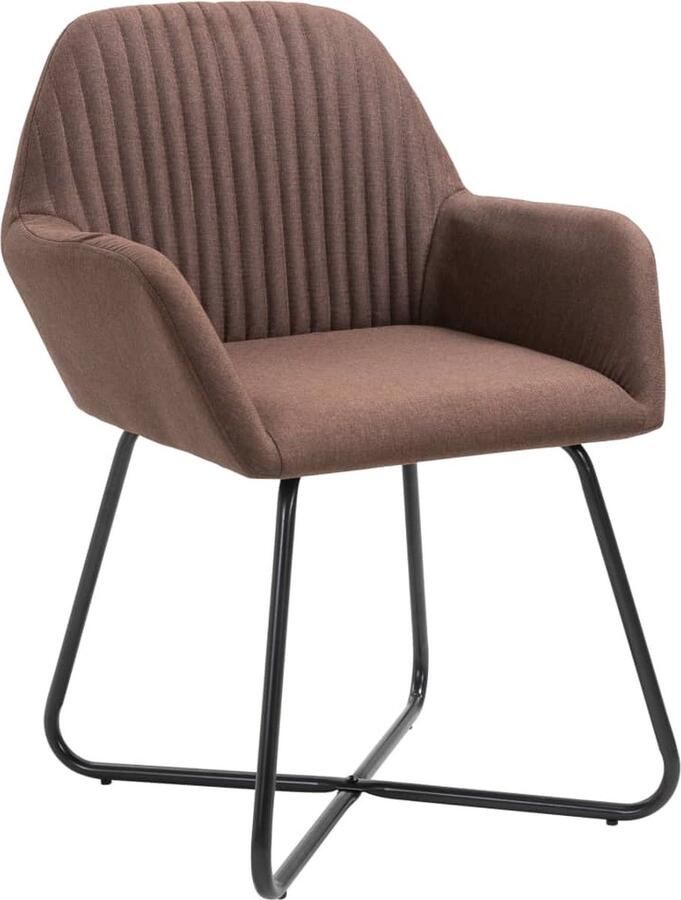 VidaXL Eetkamerstoelen 2 st stof bruin - Foto 2