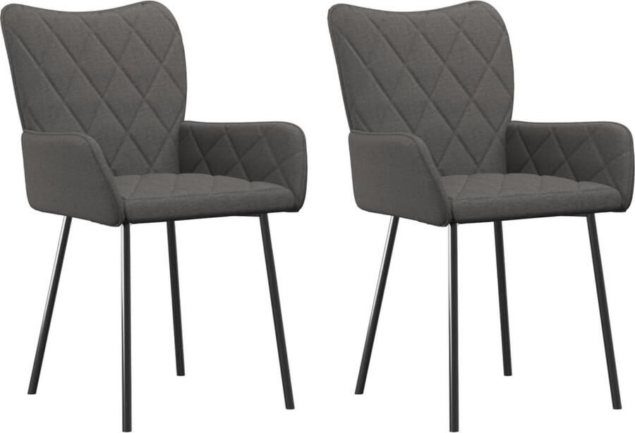 Vida XL vidaXL Eetkamerstoelen 2 st stof donkergrijs-VXL-243636 - Foto 6