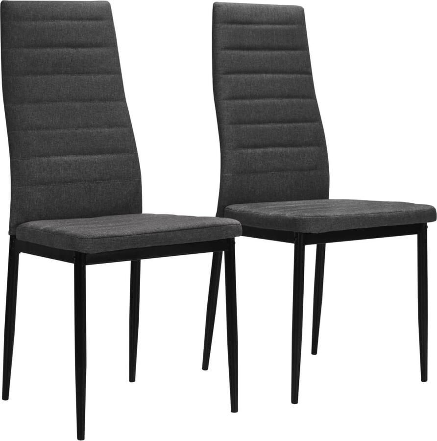 VidaXL Eetkamerstoelen Donkergrijs Set van 2 Eettafel Stoelen Eetkamerstoelen Keukenstoelen Donkere Grijze Stoelen Moderne Stoelen - Foto 2