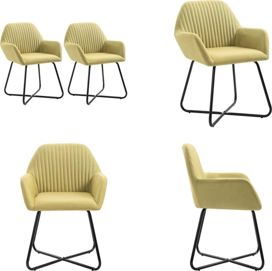VidaXL -Eetkamerstoelen-2-st-stof-groen - Foto 2