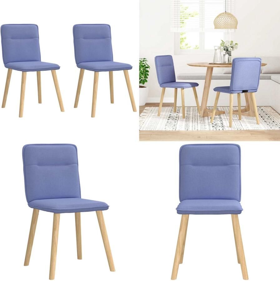 VidaXL Eetkamerstoelen 2 st stof jeansblauw Eetkamerstoel Eetkamerstoelen Dinerstoel Stoel