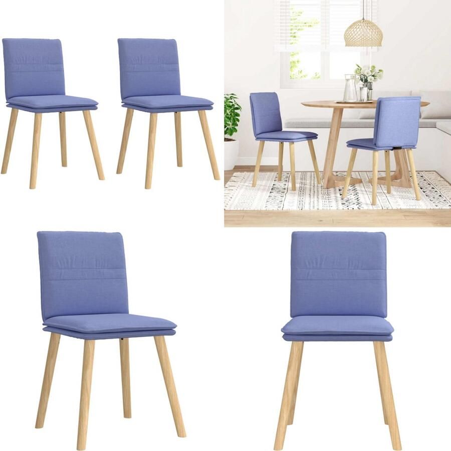 VidaXL Eetkamerstoelen 2 st stof jeansblauw Eetkamerstoel Eetkamerstoelen Dinerstoel Stoel