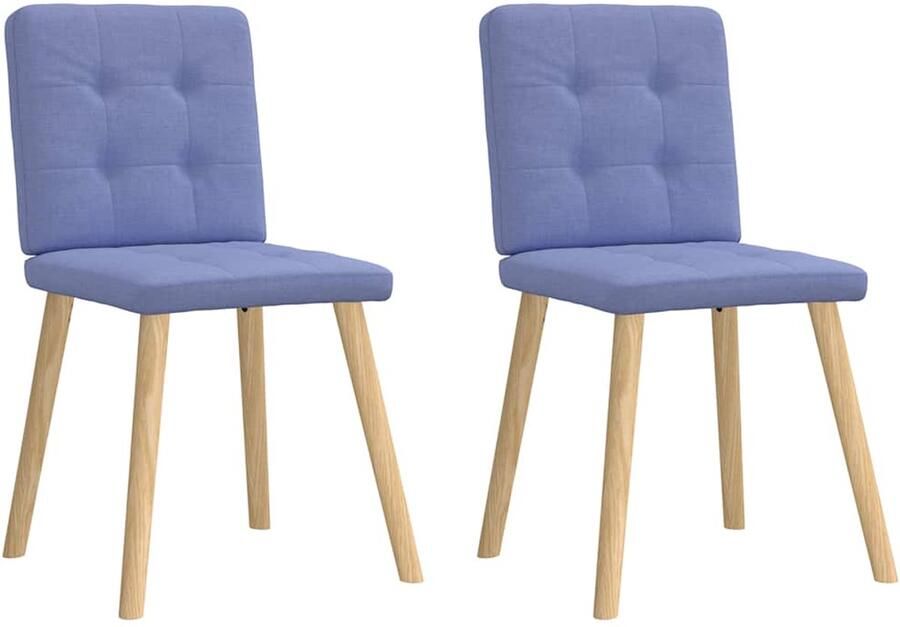VidaXL Eetkamerstoelen 2 st stof jeansblauw