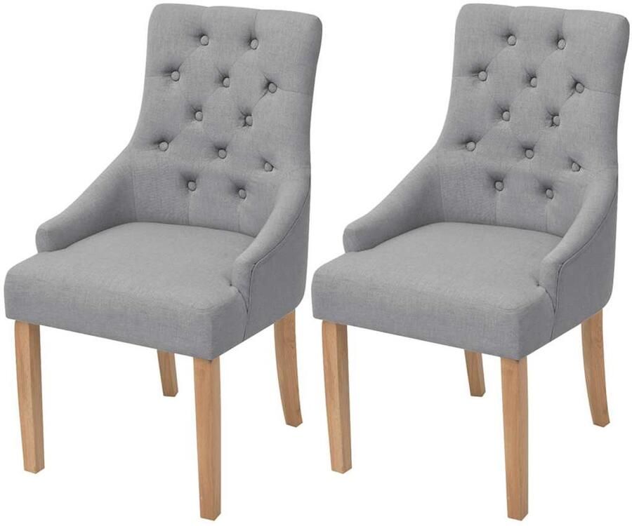 Vida XL vidaXL Eetkamerstoelen 2 st stof lichtgrijs-VXL-243635