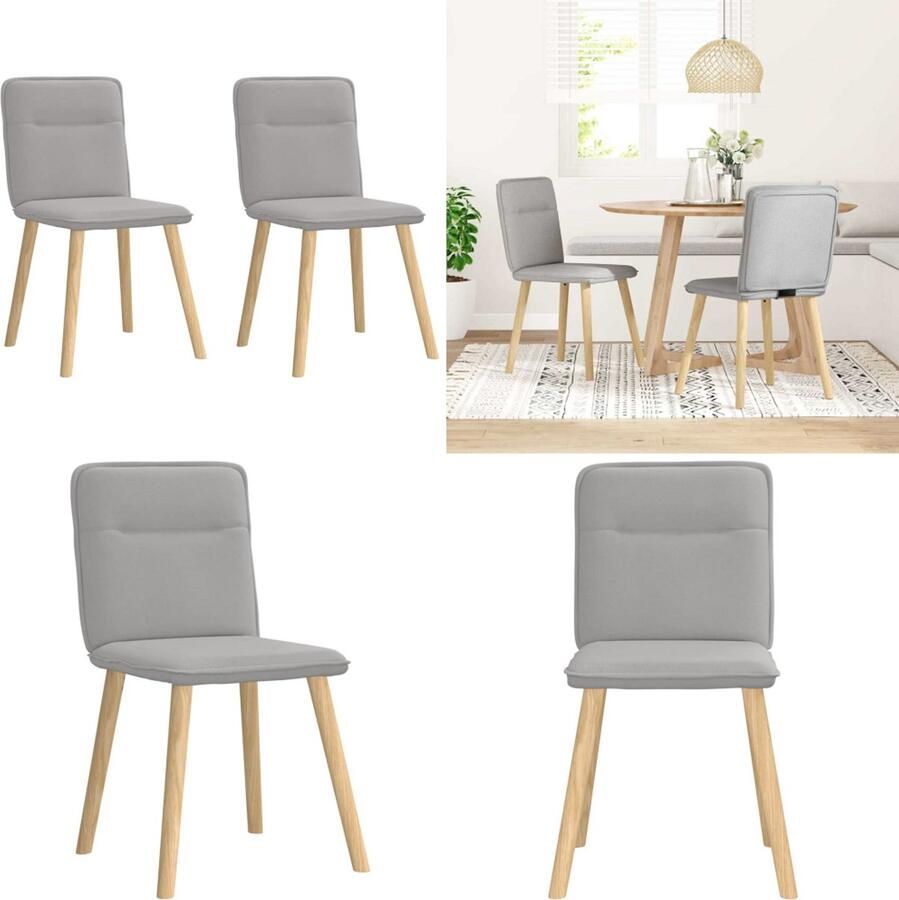 VidaXL Eetkamerstoelen 2 st stof wolk grijs Eetkamerstoel Eetkamerstoelen Dinerstoel Stoel