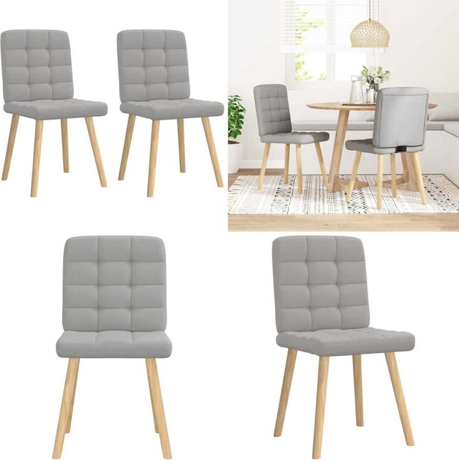 VidaXL Eetkamerstoelen 2 st stof wolk grijs Eetkamerstoel Eetkamerstoelen Dinerstoel Stoel