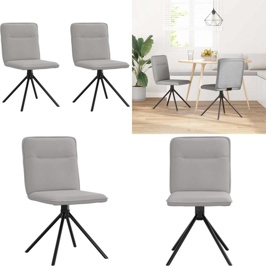 VidaXL Eetkamerstoelen 2 st stof wolk grijs Eetkamerstoel Eetkamerstoelen Stoel Keukenstoel