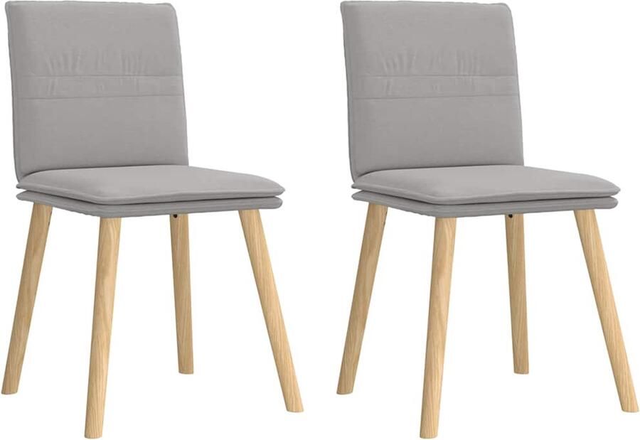 The Living Store Eetkamerstoelen 2 st stof wolk grijs Eettafelstoel Eetkamerstoel Woonkamerstoel Moderne Stoel Grijze Stoel - Foto 2