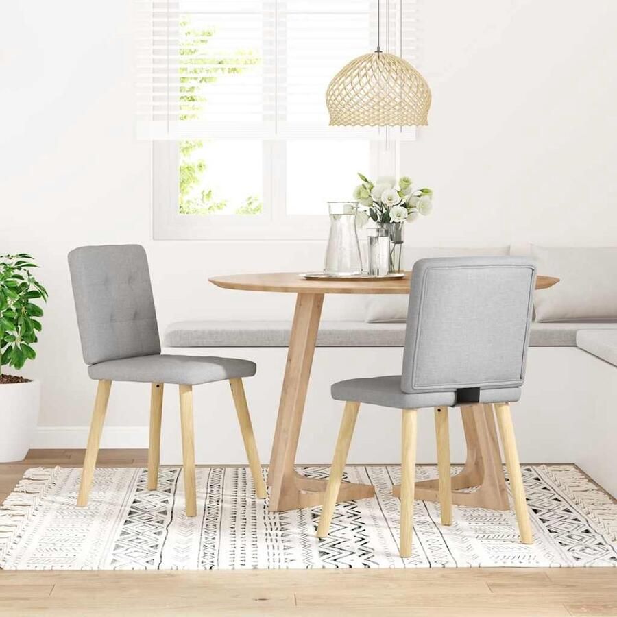 VidaXL Eetkamerstoelen 2 st Stof Wolk Grijs