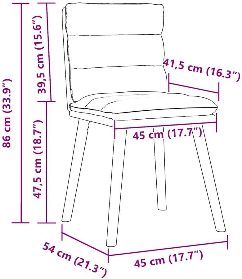 VidaXL Eetkamerstoelen 2 st stof wolk grijs