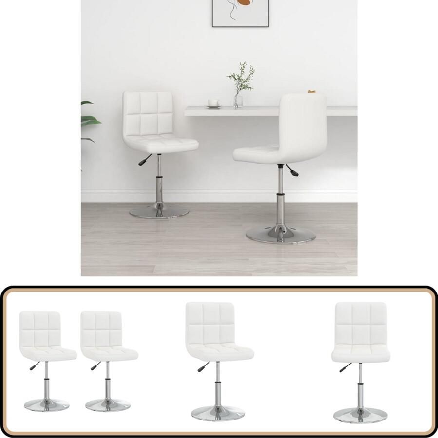 VidaXL -Eetkamerstoelen-2-st-kunstleer-wit - Foto 2
