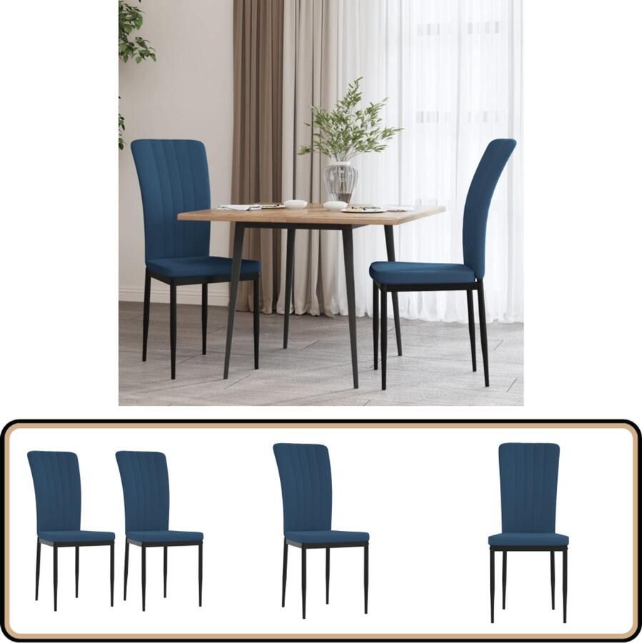 VidaXL Eetkamerstoelen 2 stuks Blauw Fluweel Eetkamerstoelen Fluweel Stoelen Blauwe Stoelen Moderne Stoelen Elegante Stoelen Comfort Stoelen Set Van 2 Stoelen