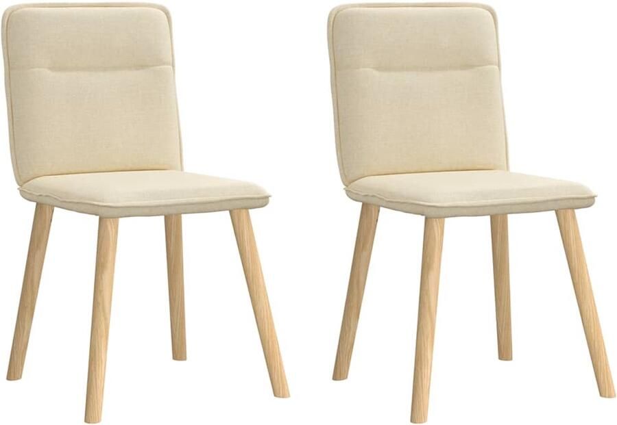 VidaXL Eetkamerstoelen 2 stuks crèmekleurig Eettafelstoel Eetkamerstoel Comfortabele Stoel Luxe Stoel Creme Fauteuil