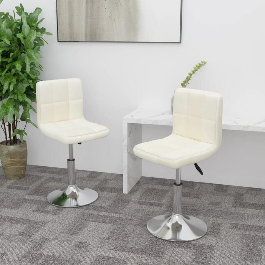 VidaXL Eetkamerstoelen 2 stuks Draaibaar crème Draaibare Eetkamerstoel Eetkamerstoelen Krukken Salontafel Creme Kleur Stof Meubels Modern Design Comfortabele Stoel - Foto 2