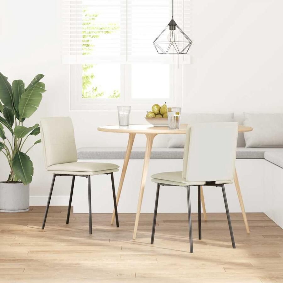 VidaXL Eetkamerstoelen 2 stuks Fluweel crèmekleurig Eetzitcomfort Eetkamerstoel Fluweel Stoel Luxe Stoel Creme Kleur - Foto 2
