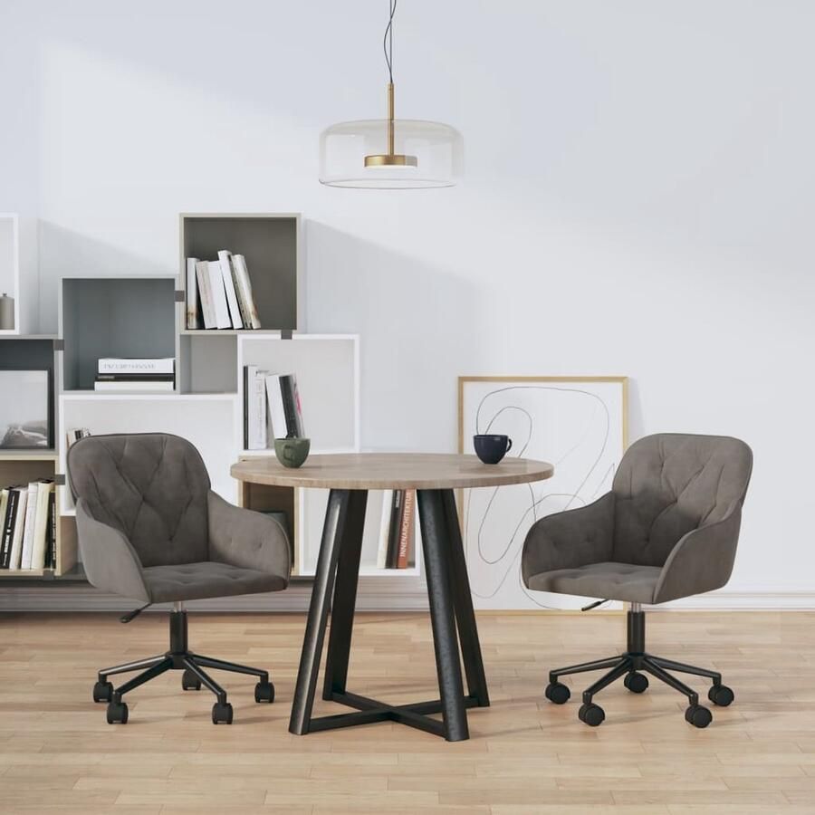 VidaXL Eetkamerstoelen 2 stuks Fluweel Donkergrijs Eetkamerstoel Fluweel Stoel Donkere Stoel Grijze Stoel Bureaustoel Ergonomische Stoel Verstelbare Stoel - Foto 2