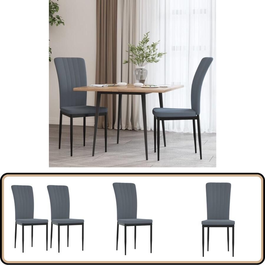 VidaXL Eetkamerstoelen 2 stuks Fluweel Donkergrijs Eetkamerstoelen Velvet Stoelen Donkere Grijze Stoelen Luxe Stoelen Comfortabele Stoelen