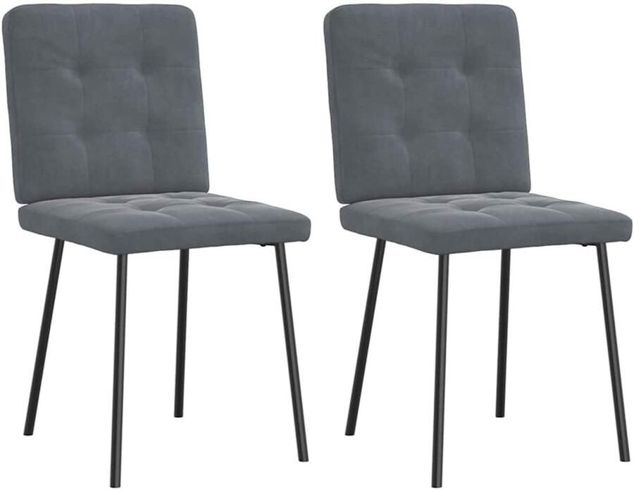 VidaXL Eetkamerstoelen 2 stuks Fluweel Donkergrijs Eettafelstoel Eetkamerstoel Velours Stoel Donkere Stoel Moderne Stoel