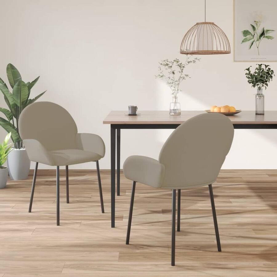 VidaXL Eetkamerstoelen 2 stuks Fluweel Lichtgrijs Eetkamerstoelen Velvet Stoelen Grijze Stoelen Lounge Stoelen Salon Meubilair Comfortabele Stoelen Modern Design Stoelen - Foto 2