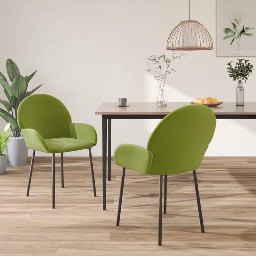VidaXL Eetkamerstoelen 2 stuks Fluweel Lichtgroen Eetkamerstoel Stoel Fluweel Groen Luxe Comfortabel Ergonomische Stoel Design - Foto 2