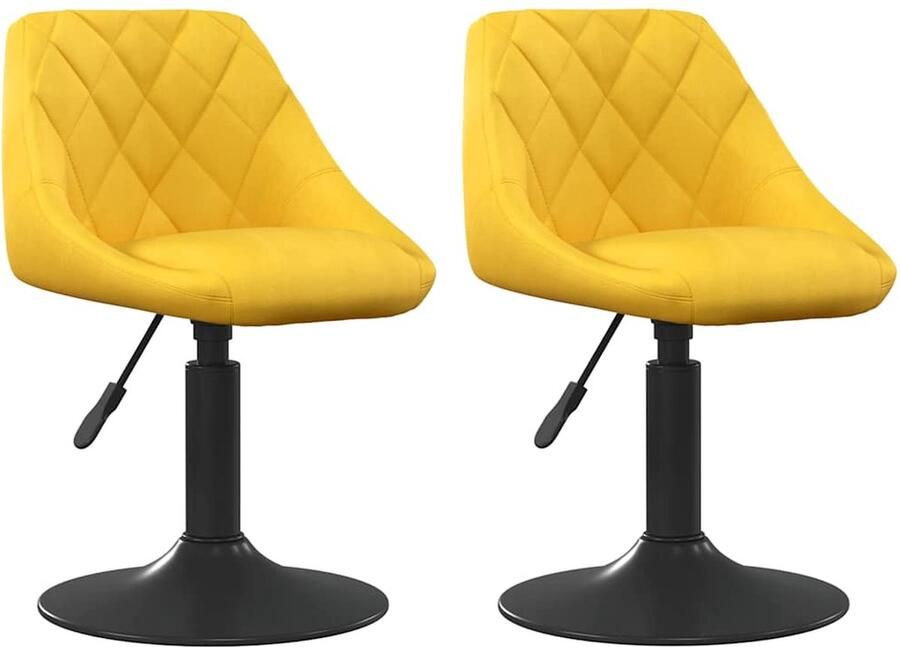 VidaXL Eetkamerstoelen 2 stuks Fluweel Mosterdgeel Draaibare Eetkamerstoel Eetkamerstoelen Fluweel Mosterdgeel Meubels Eetkamerstoel Hoog Eetkamerstoel Modern
