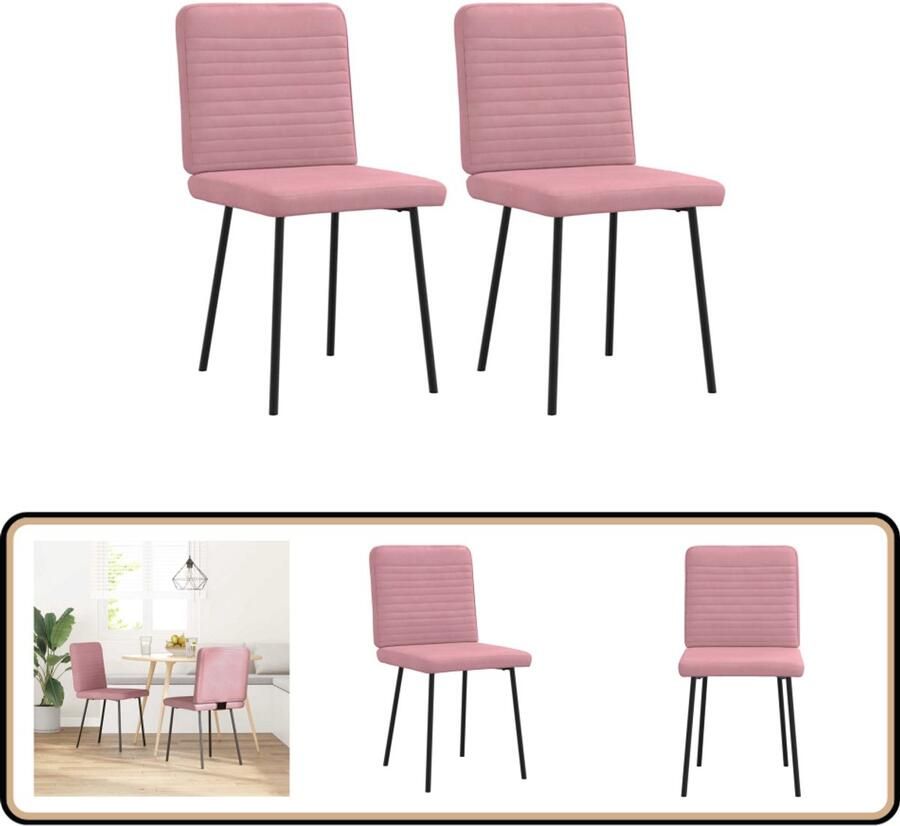 VidaXL Eetkamerstoelen 2 stuks Fluweel Roze Eetzit Eetkamerstoel Velours Stoel Roze Stoel Luxe Stoel