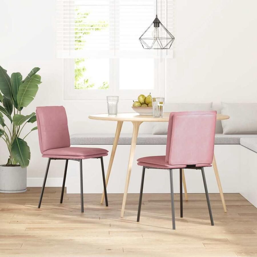 VidaXL Eetkamerstoelen 2 stuks Fluweel Roze Eetkamerstoel Velours Stoel Roze Stoel Comfortabele Stoel Moderne Stoel - Foto 2