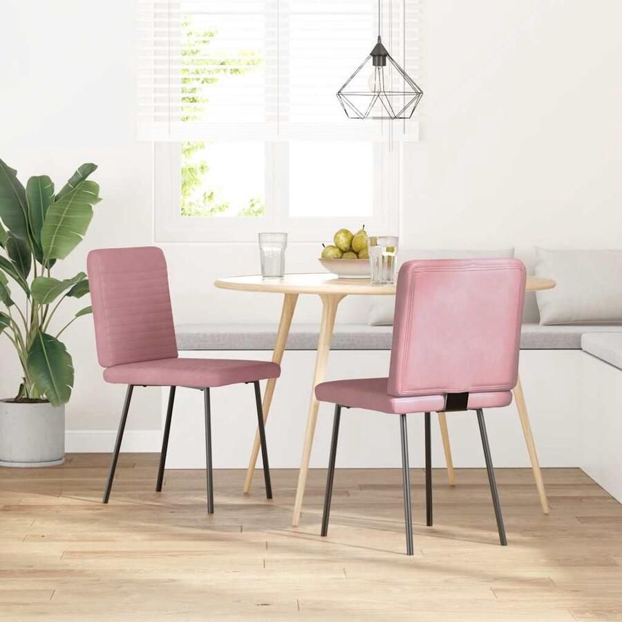 VidaXL Eetkamerstoelen 2 stuks Fluweel Roze Eetzit Eetkamerstoel Velours Stoel Roze Stoel Luxe Stoel - Foto 2