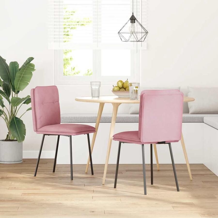 VidaXL Eetkamerstoelen 2 stuks Fluweel Roze