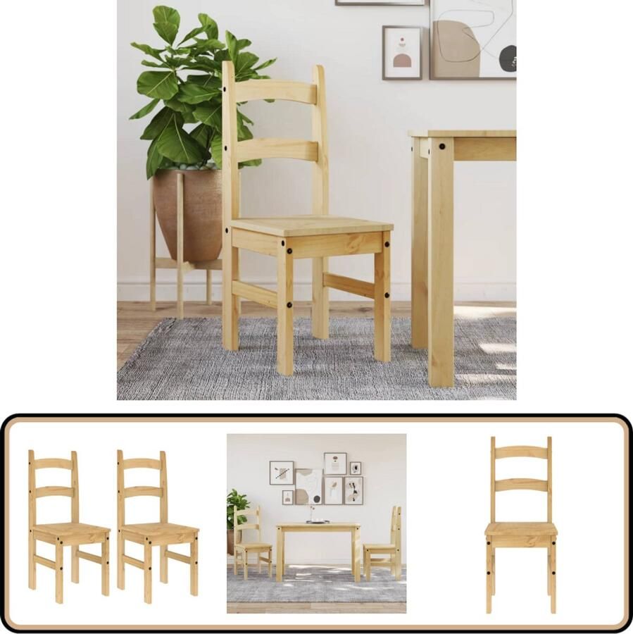 VidaXL Eetkamerstoelen 2 stuks Grenenhout 40x46x99 cm Eettafel Stoel Eetkamerstoel Grenenhouten Stoel Landelijke Stoel Vintage Stoel