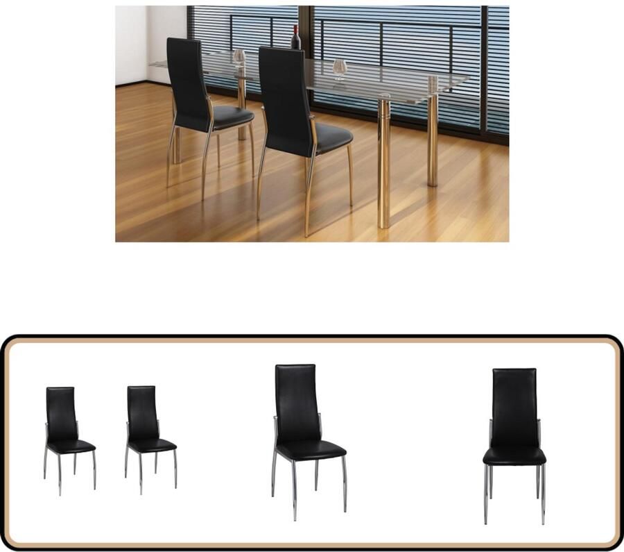 VidaXL Eetkamerstoelen 2 stuks Kunstleer Zwart Eetkamerstoelen Zwarte Eetkamerstoelen Modern Meubilair Kunstleder Stoelen Comfortabele Stoelen