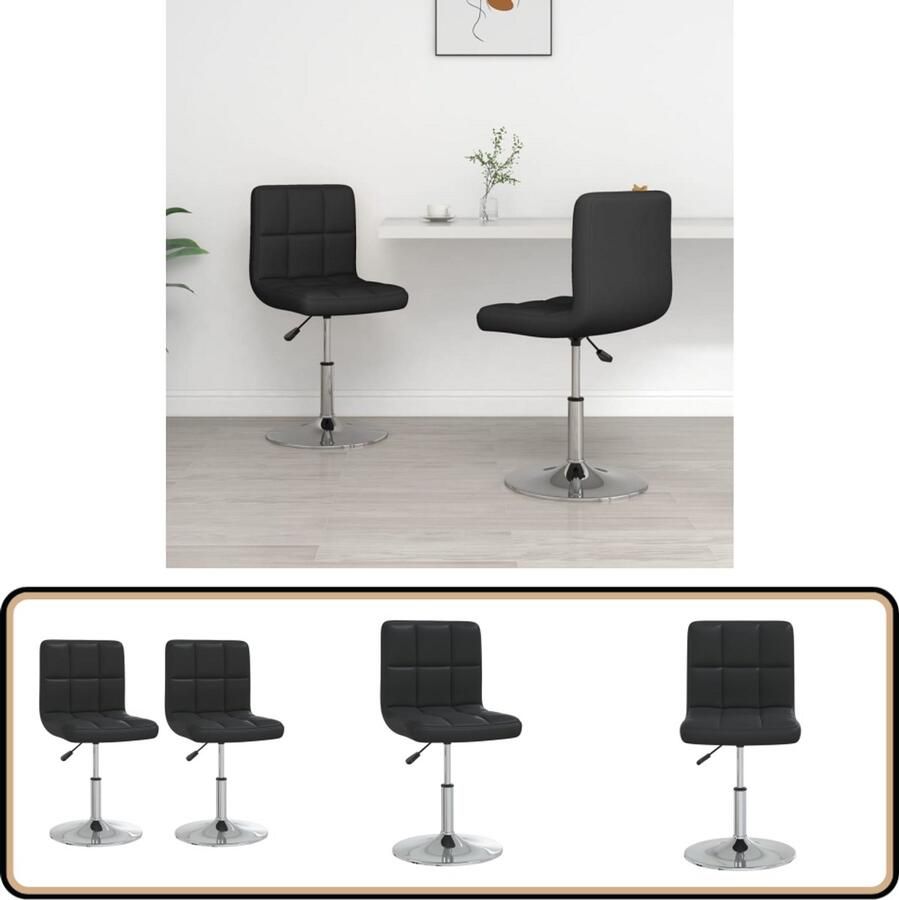 VidaXL Eetkamerstoelen 2 stuks Kunstleer Zwart Keukenstoel Eetkamerstoel Moderne Stoel Zwarte Stoel Kunstleder Stoel