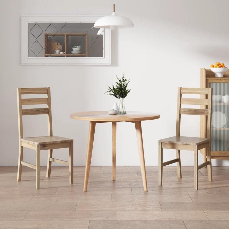 VidaXL Eetkamerstoelen 2 stuks Massief Acaciahout Eetkamerstoel Acacia Meubilair Bruine Eetkamerstoel Massieve Eetkamerstoel Vintage Eetkamerstoel Dining Chair Salontafel - Foto 2