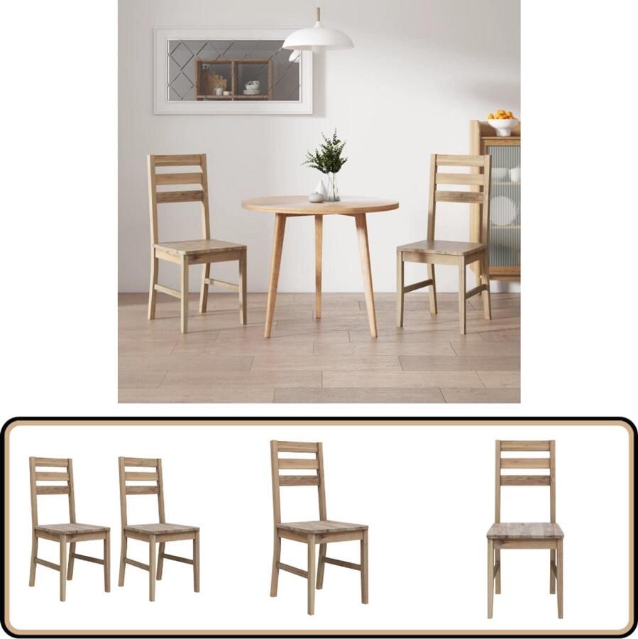 VidaXL Eetkamerstoelen 2 stuks Massief Acaciahout Eetkamerstoel Acacia Meubilair Bruine Eetkamerstoel Massieve Eetkamerstoel Vintage Eetkamerstoel Dining Chair Salontafel