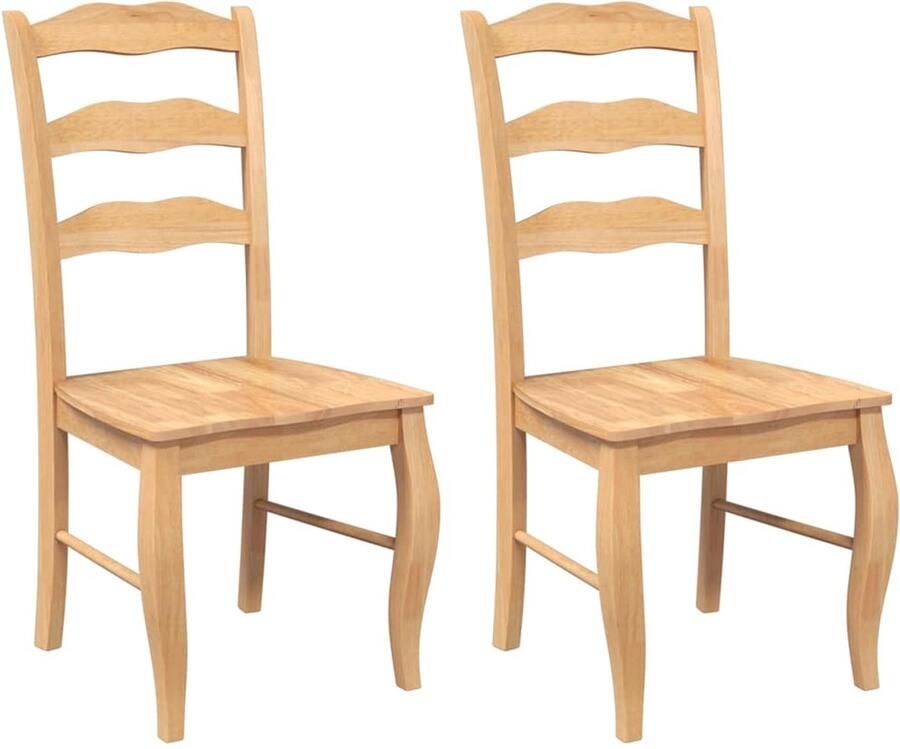 VidaXL Eetkamerstoelen 2 stuks natuurlijk massief hout rubber