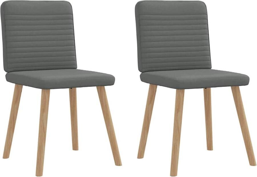 VidaXL Eetkamerstoelen 2 stuks Stof Donkergrijs Eettafelstoel Eetkamerstoel Donkere Stoel Moderne Stoel Comfortabele Stoel